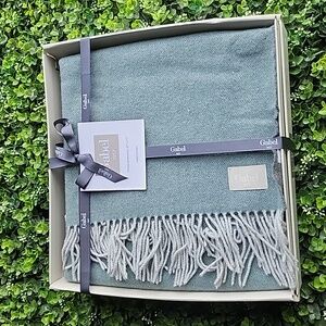 Gabel 1957 Bedding Italian Wool/Cashmere Blend Gray/Green Throw Blanket Italy